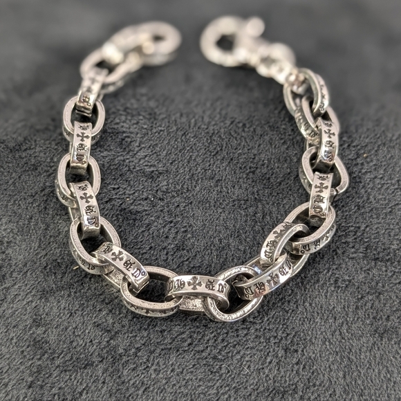 ornate bracelet with lobster claw clasp, silver chrome - Picture 3 of 10